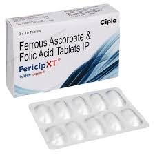 Fericip XT- Ferrous Ascorbate & Folic Acid- Iron 30 Tablets, 3x10 Pack - Nutritional Supplement